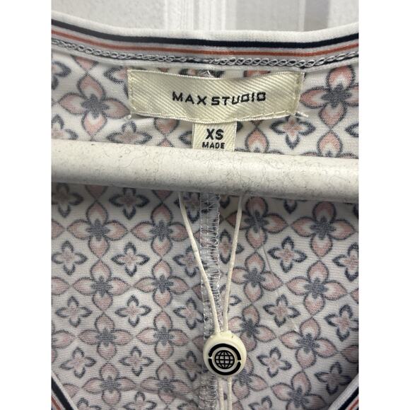 Max Studio Top Womens X-Small White Blouse Shirt Ruched Wrap Knit Career New - Picture 13 of 13